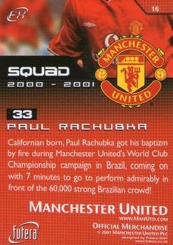2001 Futera Manchester United FX #16 Paul Rachubka Back