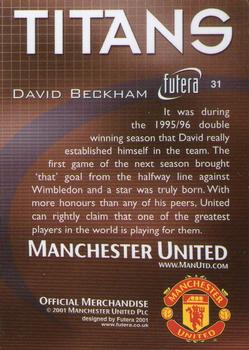 2001 Futera Manchester United FX #31 David Beckham Back