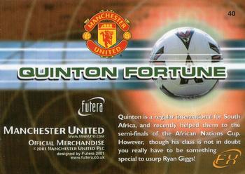 2001 Futera Manchester United FX #40 Quinton Fortune Back