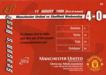 2001 Futera Manchester United FX #45 Manchester United vs Sheffield Wednesday Back