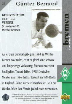 1997 Upper Deck Werder Bremen Box Set #26 Günter Bernard Back