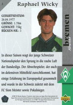 1997 Upper Deck Werder Bremen Box Set #3 Raphael Wicky Back