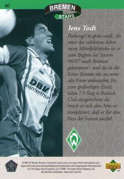 1997 Upper Deck Werder Bremen Box Set #40 Jens Todt Back