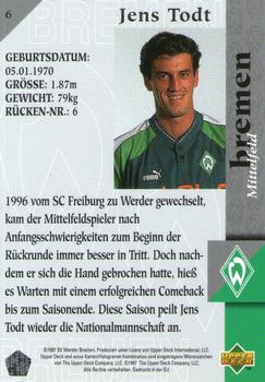 1997 Upper Deck Werder Bremen Box Set #6 Jens Todt Back