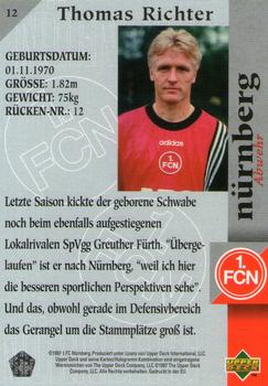1997 Upper Deck 1 FC Nurnberg Box Set #12 Thomas Richter Back