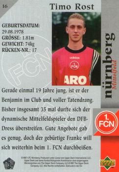 1997 Upper Deck 1 FC Nurnberg Box Set #16 Timo Rost Back