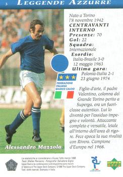 1998 Upper Deck Leggenda Azzurra Box Set #3 Alessandro Mazzola Back
