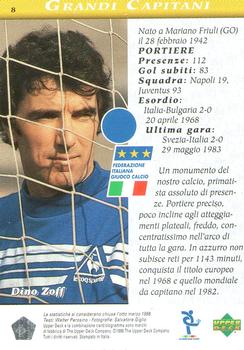 1998 Upper Deck Leggenda Azzurra Box Set #8 Dino Zoff Back