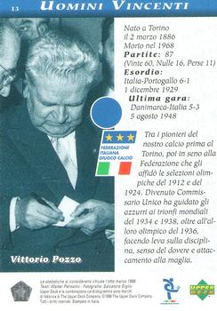 1998 Upper Deck Leggenda Azzurra Box Set #13 Vittorio Pozzo Back