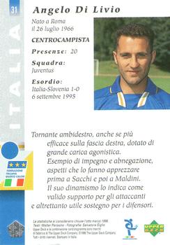 1998 Upper Deck Leggenda Azzurra Box Set #31 Angelo Di Livio Back