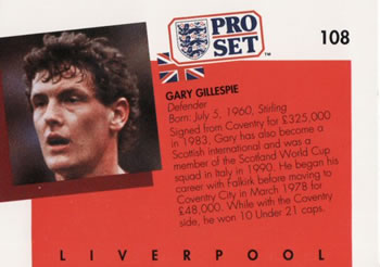 1990-91 Pro Set #108 Gary Gillespie Back