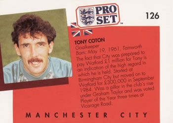 1990-91 Pro Set #126 Tony Coton Back