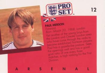 1990-91 Pro Set #12 Paul Merson Back