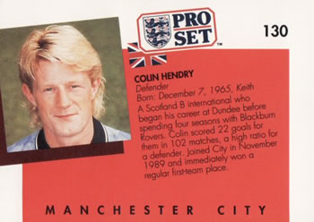 1990-91 Pro Set #130 Colin Hendry Back
