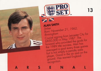 1990-91 Pro Set #13 Alan Smith Back