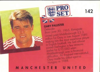 1990-91 Pro Set #142 Gary Pallister Back