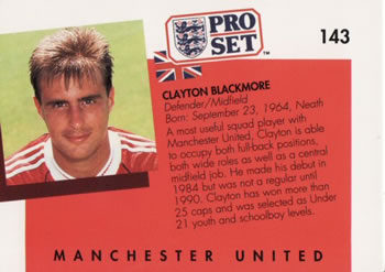 1990-91 Pro Set #143 Clayton Blackmore Back