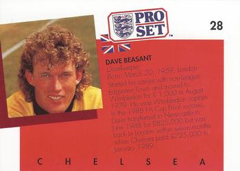 1990-91 Pro Set #28 Dave Beasant Back