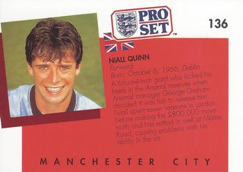 1990-91 Pro Set #136 Niall Quinn Back
