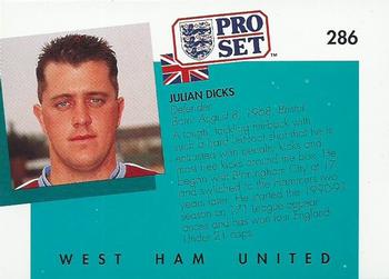 1990-91 Pro Set #286 Julian Dicks Back