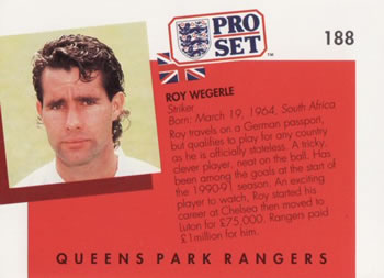 1990-91 Pro Set #188 Roy Wegerle Back