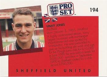 1990-91 Pro Set #194 Vinnie Jones  Back