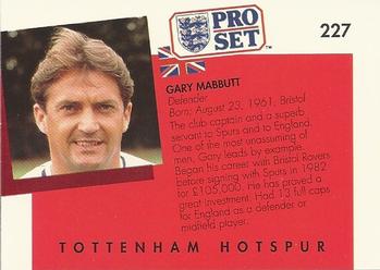 1990-91 Pro Set English League #227 Gary Mabbutt Back