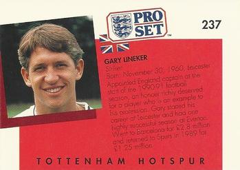 1990-91 Pro Set #237 Gary Lineker Back