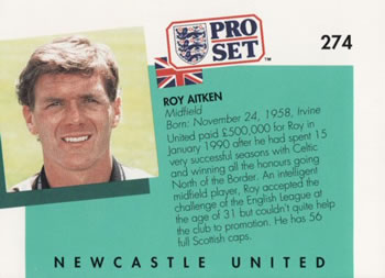 1990-91 Pro Set #274 Roy Aitken Back