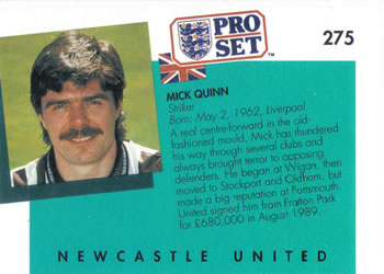 1990-91 Pro Set #275 Mick Quinn Back