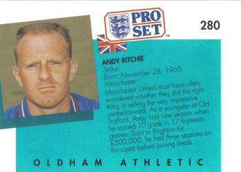 1990-91 Pro Set #280 Andy Ritchie Back
