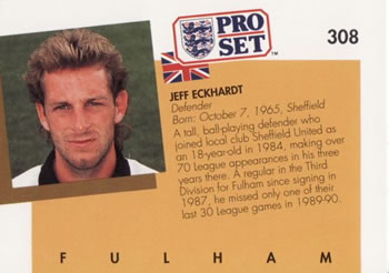 1990-91 Pro Set #308 Jeff Eckhardt Back
