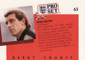 1990-91 Pro Set #65 Peter Shilton Back