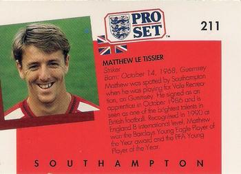 1990-91 Pro Set #211 Matthew Le Tissier Back
