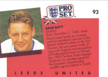 Leeds Football 93 Panini # 104 David Batty 