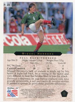 1994 Upper Deck World Cup Contenders English/Italian #23 Miguel Herrera Back