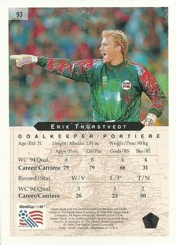 1994 Upper Deck World Cup Contenders English/Italian #93 Erik Thorstvedt Back