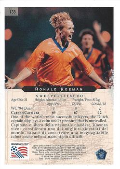 1994 Upper Deck World Cup Contenders English/Italian #138 Ronald Koeman Back