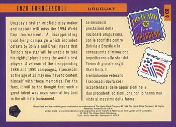 1994 Upper Deck World Cup Contenders English/Italian - UD Set #UD9 Enzo Francescoli Back