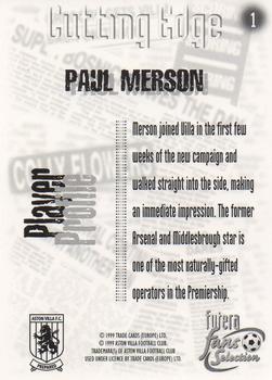 1999 Futera Aston Villa Fans Selection #1 Paul Merson Back
