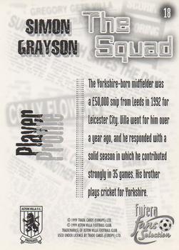 1999 Futera Aston Villa Fans Selection #18 Simon Grayson Back