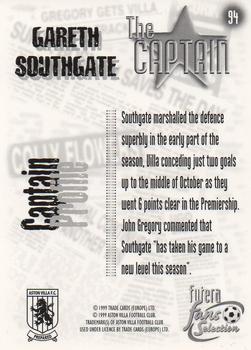 1999 Futera Aston Villa Fans Selection #94 Gareth Southgate Back