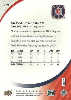 2008 Upper Deck MLS #104 Gonzalo Segares Back