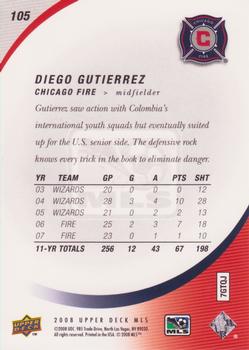 2008 Upper Deck MLS #105 Diego Gutierrez Back