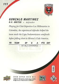 2008 Upper Deck MLS #111 Gonzalo Martinez Back