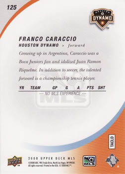 2008 Upper Deck MLS #125 Franco Caraccio Back