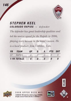 2008 Upper Deck MLS #146 Stephen Keel Back