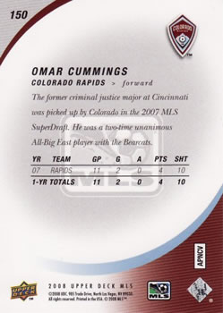 2008 Upper Deck MLS #150 Omar Cummings Back