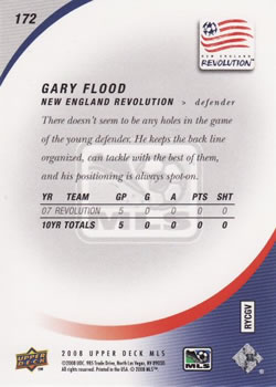 2008 Upper Deck MLS #172 Gary Flood Back