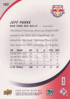 2008 Upper Deck MLS #183 Jeff Parke Back
